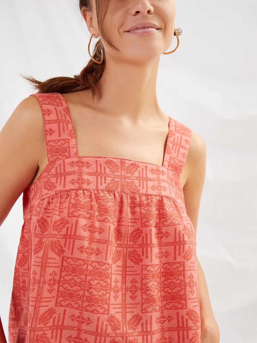 Sylvia Embroidered Button-Back Tank - Picture 2 of 5